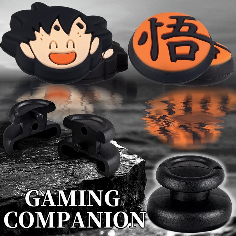 PlayRealm NO Falling Off Thumbstick Extender x 2 & Thumb Grip x 4 for PS5 & PS4 Controller (Goku) - Image 2